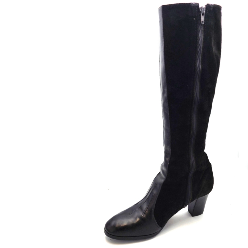 VINTAGE AMALFI BY RANGONI Black Suede & leather Tall Boots, Size 6.5 - Picture 5 of 8